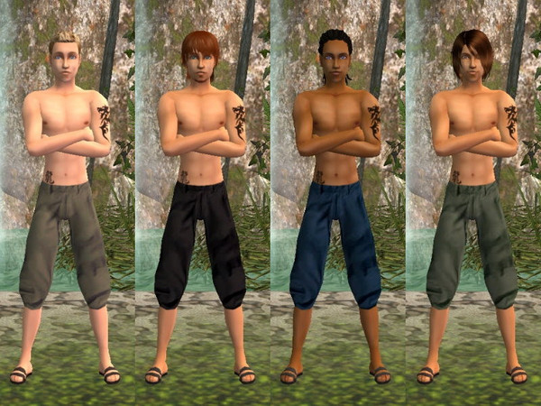 Sims 2 — Summer Boy Shirtless Set by zaligelover2 — For AM. Tattoos included.