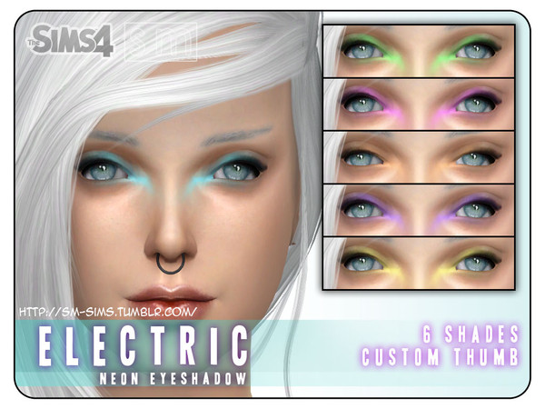 Sims 4 — [ Electric ] - Neon Eyeshadow by Screaming_Mustard — A fun neon swipe of colour across the lids for party Sims