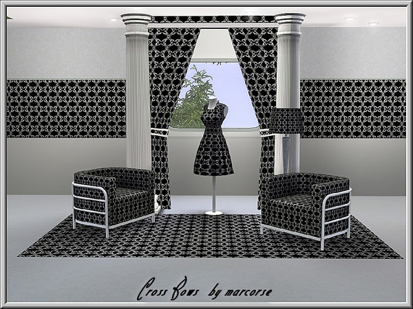 Sims 3 — Cross Bows_marcorse by marcorse — Geometric pattern: geometric design on black - white ribbons and bows