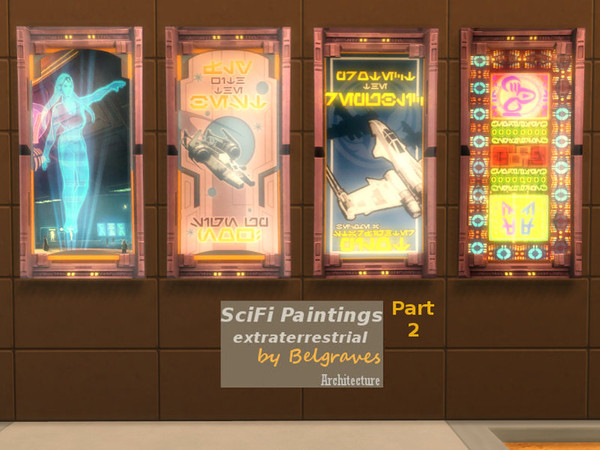 Sims 4 — SciFi Paintings 2 by Leander_Belgraves — SciFi Paintings 2 EA Sims 4 Basegame Recolor 4 Styles 