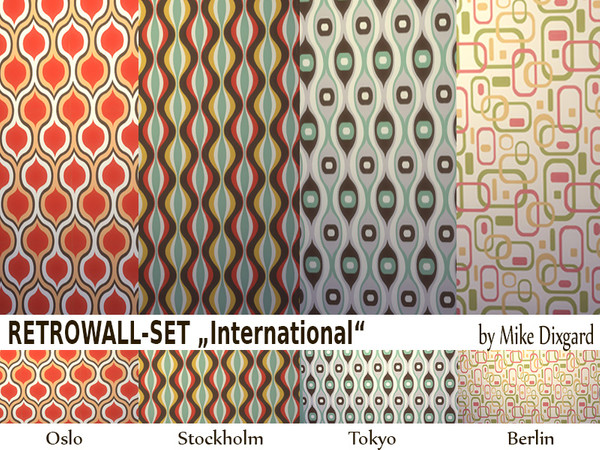 Sims 4 — Retro Wall Set  by Mike_Dixgard — this is a wall recolor-set in retro-style by Mike Dixgard