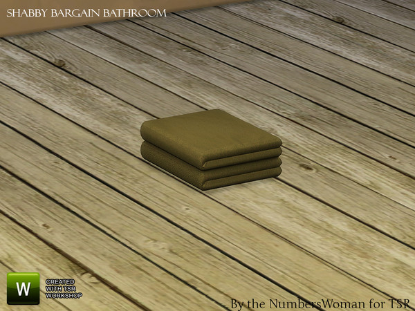 Sims 4 — Shabby Bargain Shabby Chic Bathroom Towel Stack by TheNumbersWoman — Shabby yet affordable, the comfort oozes
