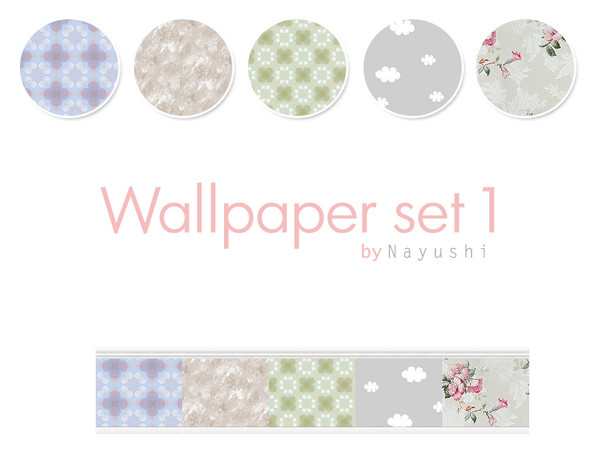 Sims 4 — Wallpaper Set 1 by nayushi — By nayushi. 5 patterns.