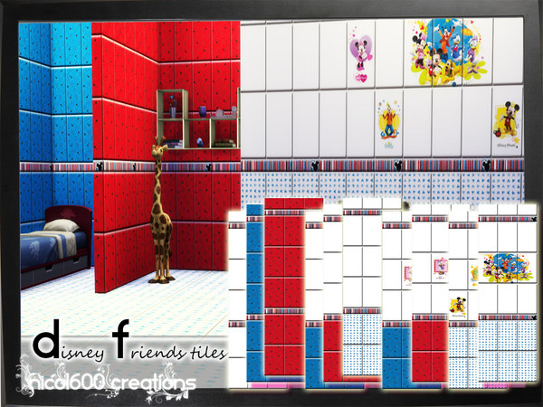 Sims 4 — Disney Friends tiles by nicol6002 — Disney Friends tiles in 10 different variations with two color options and