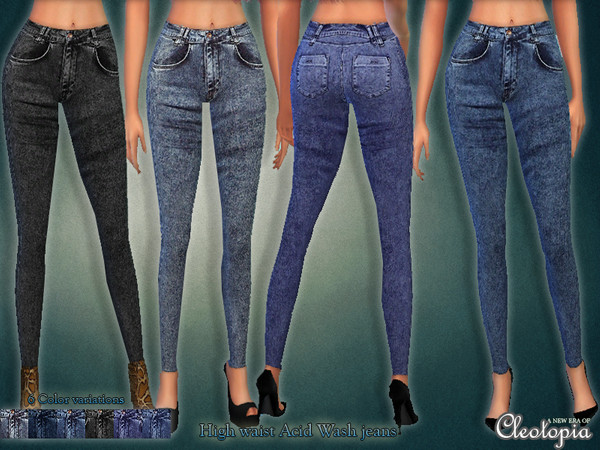 Sims 4 — Set30- Acid Wash Jeans by Cleotopia — This amazing Acid wash jeans will look good with any top - Be fashionable