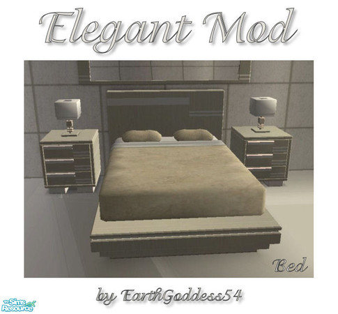 Sims 2 — Elegant Mod  - Bed by EarthGoddess54 — A nice addition to the Elegant Mod Bedroom set. Light wood bed with white