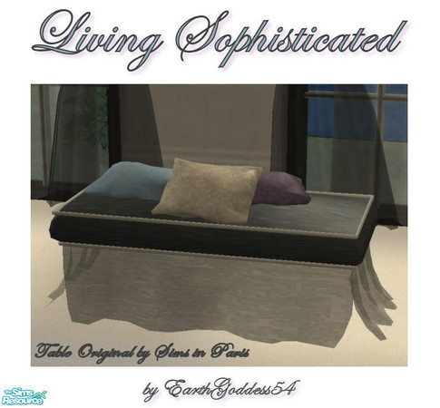 Sims 2 — Living Sophisticated - Table by EarthGoddess54 — A beautiful black velvet, with creamy trim. Blue, purple, and