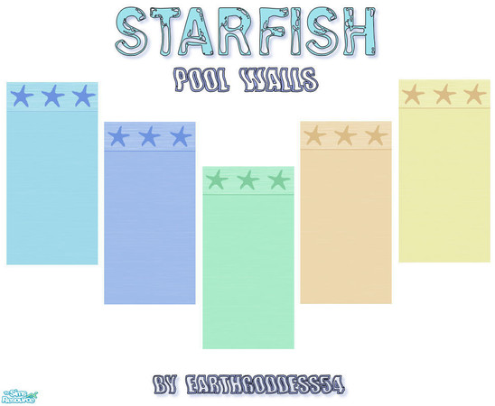 Sims 2 — Starfish Pool Walls by EarthGoddess54 — Cool off this summer and make your Sim pools an underwater adventure