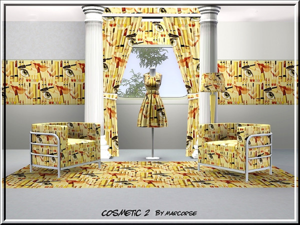 Sims 3 — Cosmetic 2_marcorse by marcorse — Themed pattern: cosmetics in red and yellow