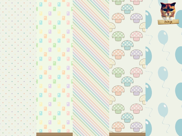 Sims 4 — Kids Room Wallpaper Set (Pastel Colors) by fesege2 — 5 wallpapers, in paint category.