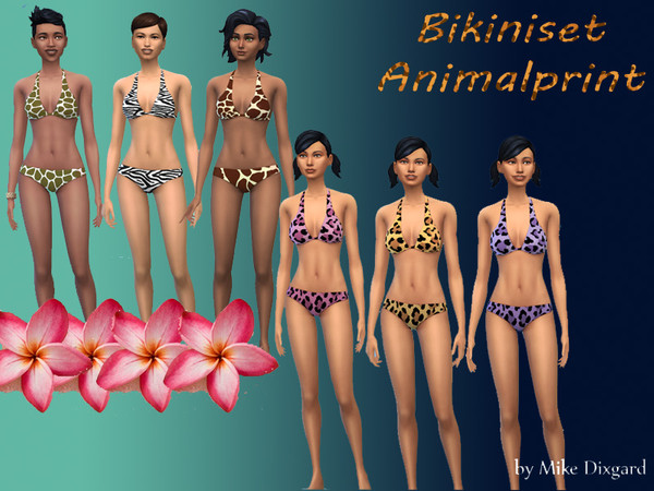 Sims 4 — Bikini Set Animalprint by Mike_Dixgard — Let your sims enjoy this Bikini-Set in Animal-Print-Style by Mike
