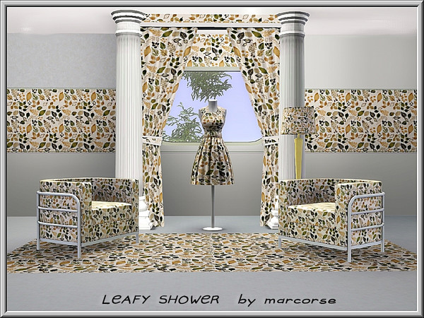 Sims 3 — Leafy Shower_marcorse by marcorse — Themed pattern: all-over design of leaf shapes in shades of brown.