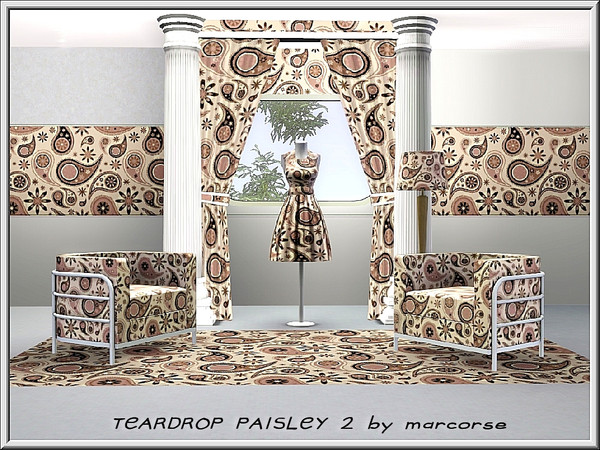 Sims 3 — Teardrop Paisley 2_marcorse by marcorse — Fabric pattern: classic teardrop paisley in pink and purple
