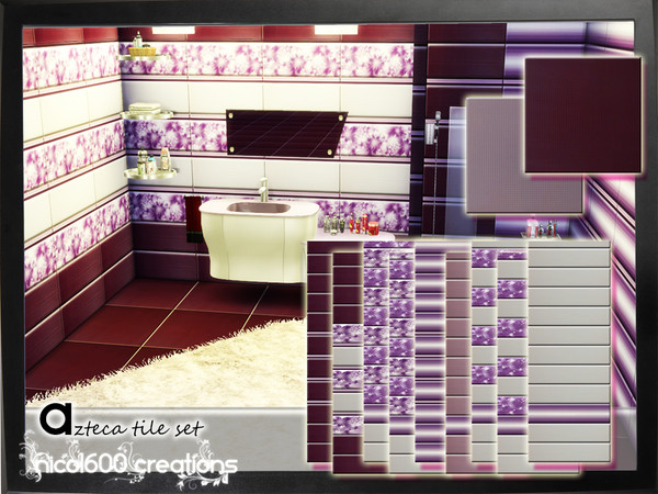 Sims 4 — Azteca tile set by nicol6002 — Azteca tile set includes: Azteca tiles in 9 different variations. Suitable for