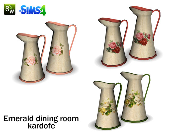 Sims 4 — kardofe_Emerald dining room_ mug by kardofe — Two beautiful porcelain jars decorated with delicate flowers