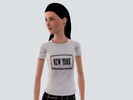 Sims 3 — NEW YORK white T-shirt by ptrcj — White simply T-shirt NEW YORK Only for Female YA and Adults
