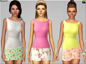 Sims 3 — S3 Floral Cutie by Margeh-75 — -A pretty dress outfit , sleeveless with subtle floral skirt part for your girlie