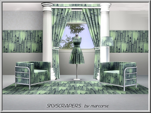 Sims 3 — Skyscrapers_marcorse by marcorse — Themed pattern: city skyscrapers in blue and yellow
