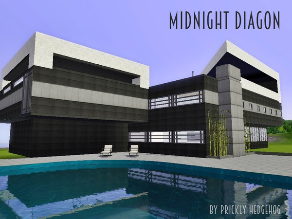 Sims 3 — Midnight Diagon by Prickly_Hedgehog — This artsy house suits a family of up to four sims. It has a pool, a
