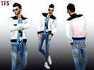 Sims 4 — Diamond Powder Jacket by TwistedFate_Sims — My new white Jacket with a blue shirt underneath :) Standalone, one