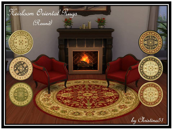 Sims 4 — Heirloom Oriental Rugs (Round) by Christina51 — This is the third set in the Heirloom Oriental Rugs series.