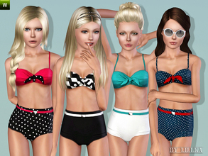 Sims 3 — (Teen) Vintage Style Bikini - Set by lillka — This 2 part set includes bikini top and panties for teen girls. 4