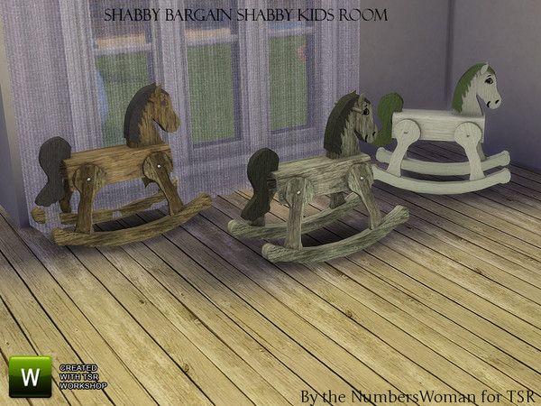 Sims 4 — Shabby Bargain Shabby Chic Kids Deco Hobby Horse by TheNumbersWoman — Shabby yet affordable, the comfort oozes