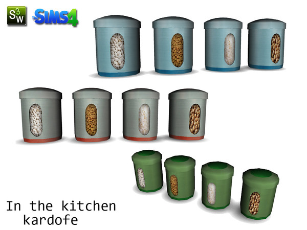 Sims 4 — kardofe_In the kitchen_jars by kardofe — Set of four pots to store legumes