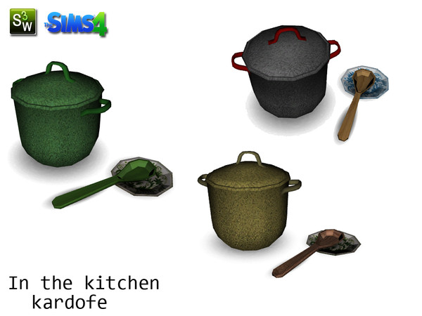 Sims 4 — kardofe_In the kitchen_Pot by kardofe — Pot with spoon and saucer, not to stain the countertop