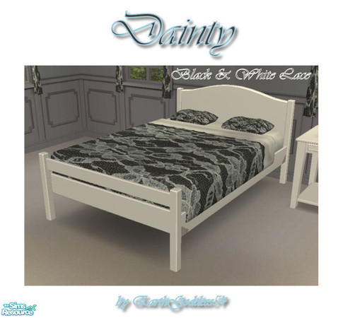 Sims 2 — Dainty Bedroom - Bedding (B&W Lace) by EarthGoddess54 — Made to match my Dainty bedroom set. Enjoy!