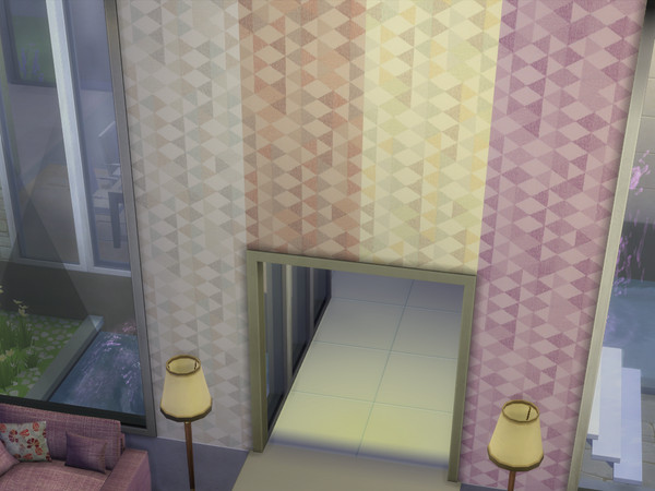 Sims 4 — Geometric Wall Patterns by Aulaire — This set includes two geometric wallpaper patterns. Each one comes in four