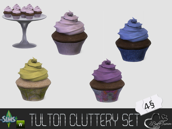 Sims 4 — Tulton Cluttery Cupcake by BuffSumm — Cluttery Set for the Tulton Series. The set contains 18 new decorative