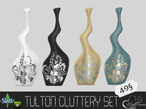 Sims 4 — Tulton Cluttery Vase by BuffSumm — Cluttery Set for the Tulton Series. The set contains 18 new decorative