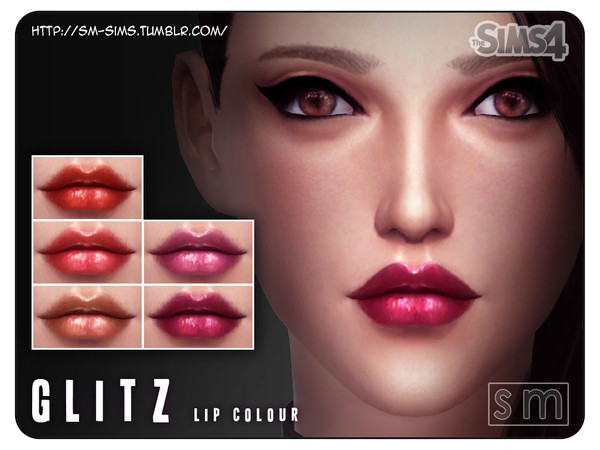 Sims 4 — [ Glitz ] - Lip Colour by Screaming_Mustard — A beautifully rich and shiny lip lacquer in 5 brilliant shades for