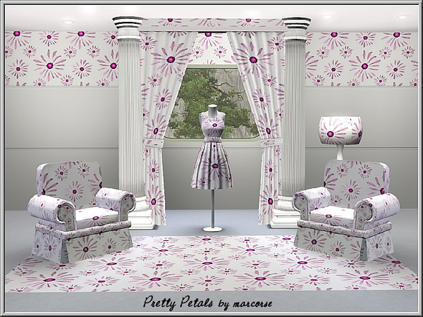 Sims 3 — Pretty Petals_marcorse by marcorse — Fabric pattern: multipetalled flower shapes in pink tones