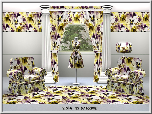 Sims 3 — Viola_marcorse by marcorse — Fabric pattern: all-over design of purple and while violas [pansies]