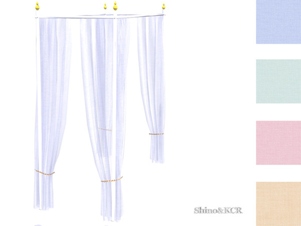 Sims 4 — Curtains and Canopy's - Canopy Singlebed Bar White Gold by ShinoKCR — matching most of the EA Beds and sure our