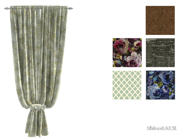 Sims 4 — Curtains and Canopy's - Curtain Solid w Roses Prints by ShinoKCR — truly elegant Curtain 1tl