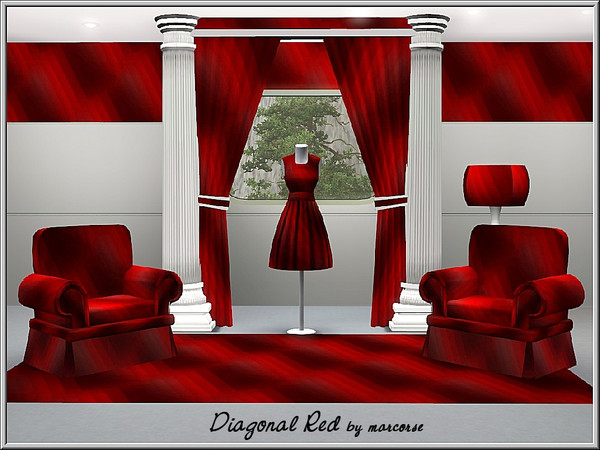 Sims 3 — Diagonal Red_marcorse by marcorse — Abstract pattern: diangonal design in dark red, brown