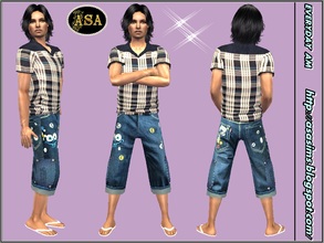 Sims 2 — ASA_Dress_337_AM by Gribko_Sveta — Jeans bridges with a checkered vest for men TS2