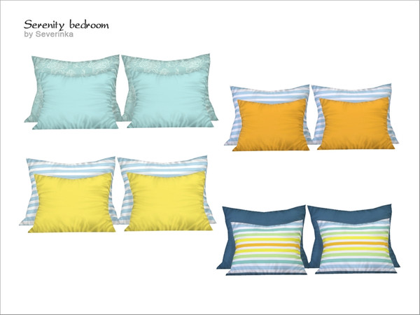 Sims 4 — [Serenity bedroom] Bed pillows by Severinka_ — Bed pillows (4 pieces) of a set 'Bedroom Serenity' 4 colors