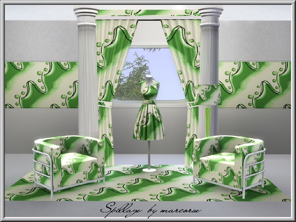Sims 3 — Spillage_marcorse by marcorse — Abstract pattern: overspill design in green
