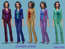Sims 4 — Executive Woman by Koelia2 — For active and smart women, 5 recolorations of pantsuit: purple, blue, gold, green,