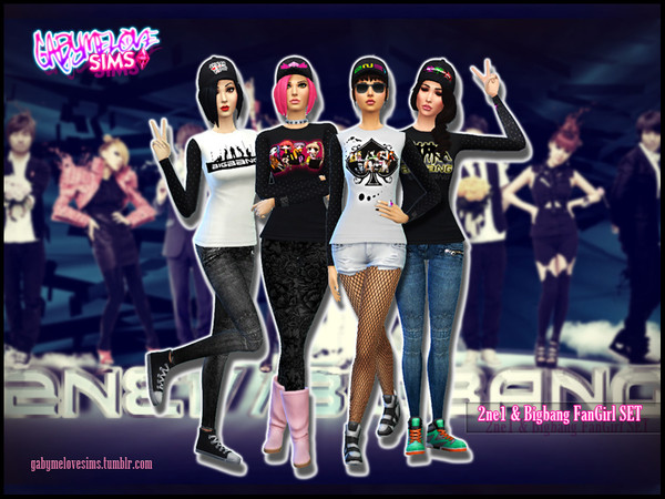 Sims 4 —  by gabymelove — Bigbang fangirl set clothing