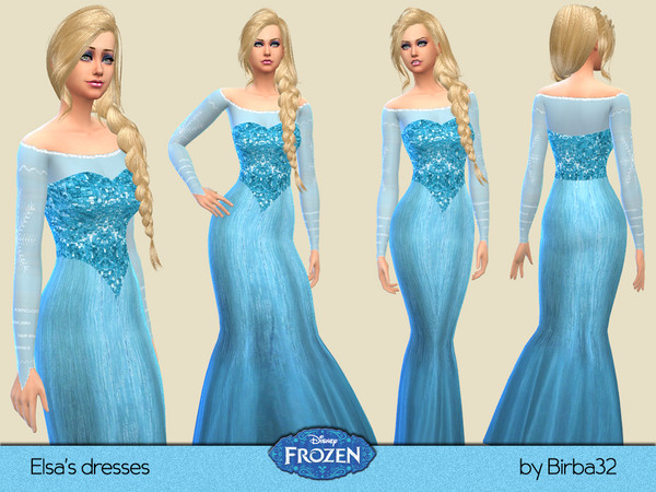 Sims 4 — Frozen - Elsa's dresses by Birba32 — Yes, I know, many artists have already made these dresses, but I have made