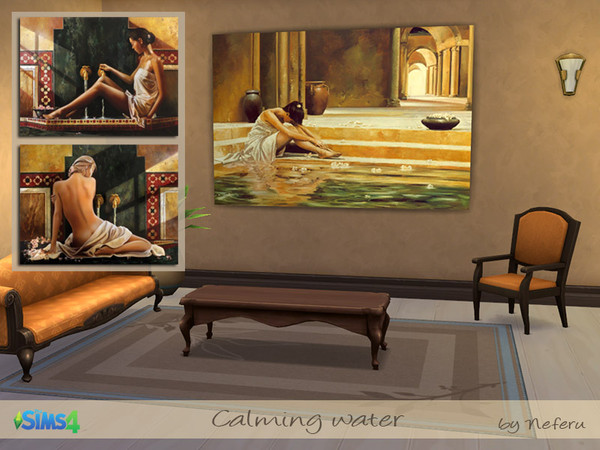 Sims 4 — Calming water by Neferu2 — Canvas with 3 warm and relaxing images My first new mesh for the Sims4! I hope you