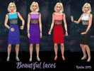 Sims 4 — Beautiful laces by Koelia2 — 6 recolor of a base game gown, with laces: black/white, orange/yellow, green,