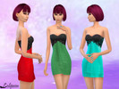 Sims 4 — Mini dresses Lolipeen by nika0nika2 — Four dresses: 2 blue, 1 red, 1 green. You can wear in everyday and formal.