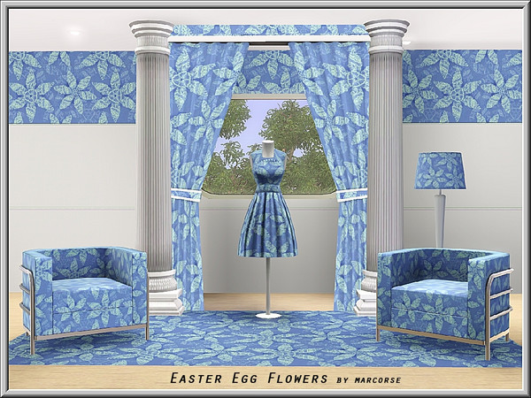 Sims 3 — Easter Egg Flowers_marcorse by marcorse — Fabric pattern: floral shapes created from stylised Easter eggs in