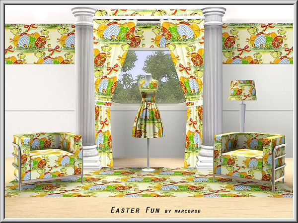Sims 3 — Easter Fun_marcorse by marcorse — Themed pattern - happy elements of the Easter season - eggs, rabbits and bows.